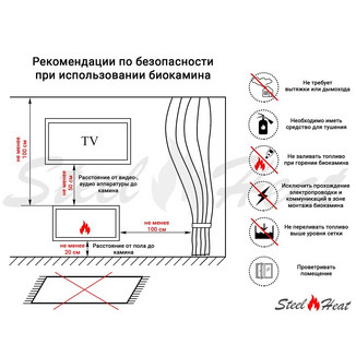 Топливный блок SteelHeat LINE GLASS 900