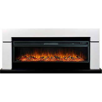 Каминокомплект Lindos белый с черным с очагом Vision 60 LOG LED