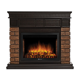 Каминокомплект Bricks Wood 30 камень темный, шпон темный дуб с очагом Electrolux: EFP/P-3020LS N