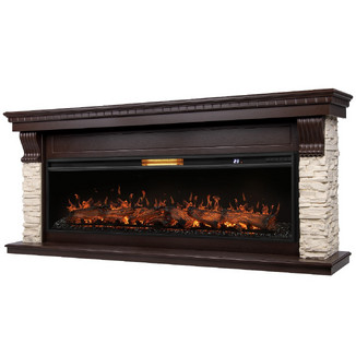 Каминокомплект Firelight Michigan 60 камень мол., темный дуб с очагом Aurora RTFP/P-AR60LS