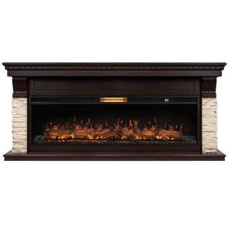 Каминокомплект Firelight Michigan 60 камень мол., темный дуб с очагом Aurora RTFP/P-AR60LS