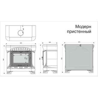 Изразцовая печь-камин Модерн пристенный майолика каштан с коробом топка Ладья 700