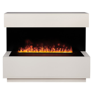 3D электрокамин Modern CST 1000 WT CASSETTE 1000 BLACK PANEL белый дуб