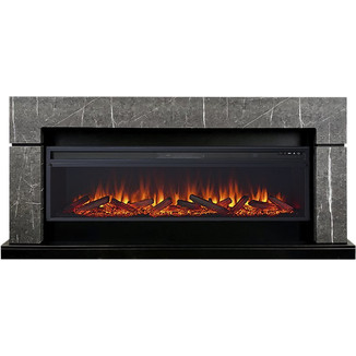 Каминокомплект Lindos серый мрамор с очагом Vision 60 LOG LED