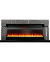 Каминокомплект Lindos серый мрамор с очагом Vision 60 LED