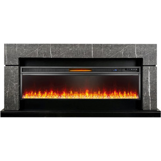 Каминокомплект Lindos серый мрамор с очагом Vision 60 LED