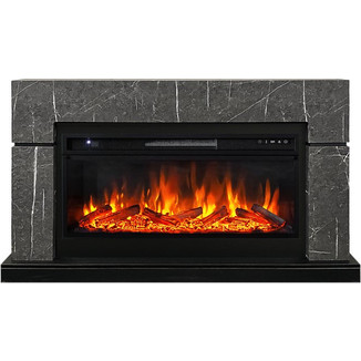 Каминокомплект Lindos 42 SFT серый мрамор с очагом Vision 42 LOG LED