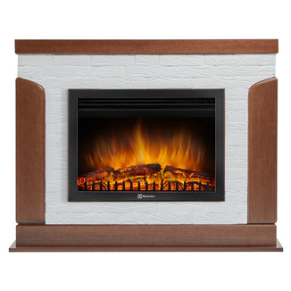 Каминокомплект Prestigio 25 камень белый, шпон дуб с очагом Electrolux: EFP/P-2520LS N