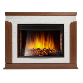 Каминокомплект Prestigio 25 камень белый, шпон дуб с очагом Electrolux: EFP/P-2520LS N
